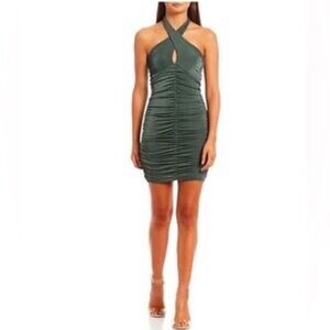 Allison & Kelly Halter Rouched Bodycon Dress Size Small In Green NWOT